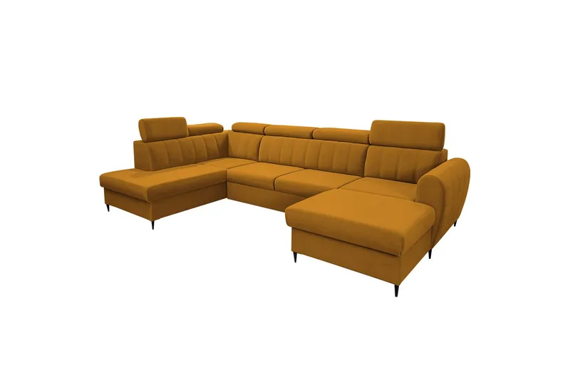 Hoffman Sofa med Divan og Sjeselong 4-seter, Gul
