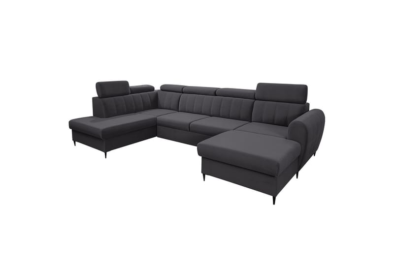 Hoffman Sofa med Divan og Sjeselong 4-seter, Mørk grå
