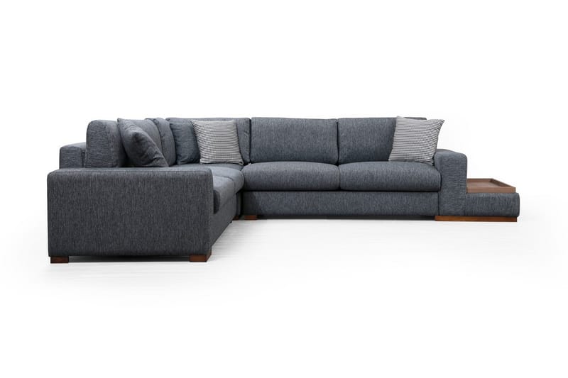 Huelva 5-seter Høyrevendt L-formet Hjørnesofa 323 cm med Sidebord i Stoff, Grå