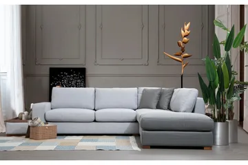 Huelva 5-seter Høyrevendt L-formet Sofa med Sjeselong 308 cm i Stoff - Grå - Møbler - Sofaer - Sofaer med sjeselong