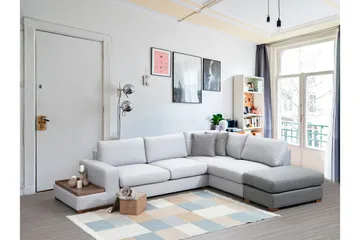 Huelva 5-seter Høyrevendt L-formet Sofa med Sjeselong 308 cm i Stoff - Grå - Møbler - Sofaer - Sofaer med sjeselong