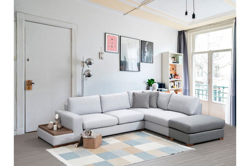 Huelva 5-seter Høyrevendt L-formet Sofa med Sjeselong 308 cm i Stoff - Grå - Møbler - Sofaer - Sofaer med sjeselong