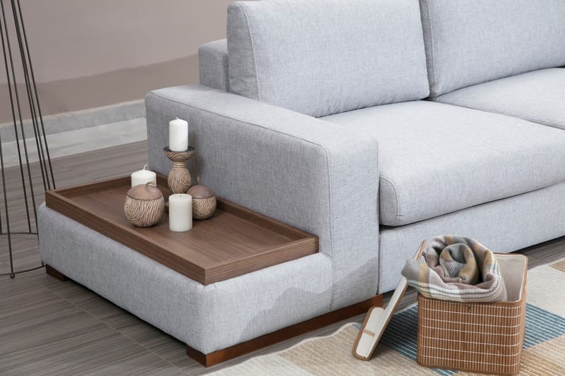 Huelva 5-seter Høyrevendt L-formet Sofa med Sjeselong 308 cm i Stoff - Grå - Møbler - Sofaer - Sofaer med sjeselong
