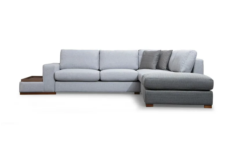 Huelva 5-seter Høyrevendt L-formet Sofa med Sjeselong 308 cm i Stoff, Grå