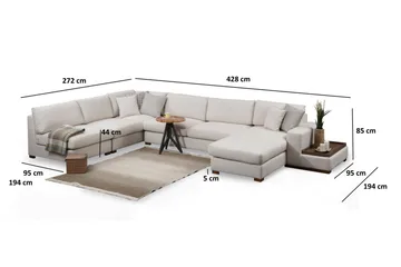 Huelva Divansofa - Beige - Møbler - Sofaer - Sofaer med sjeselong