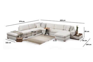 Huelva Divansofa - Beige - Møbler - Sofaer - Sofaer med sjeselong