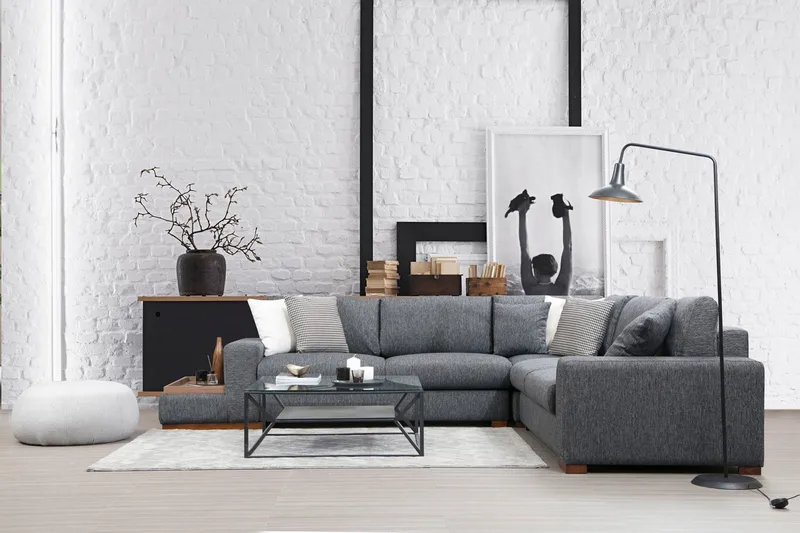 Huelva Divansofa - Grå - Møbler - Sofaer - Hjørnesofaer - Hjørnesofa med divan