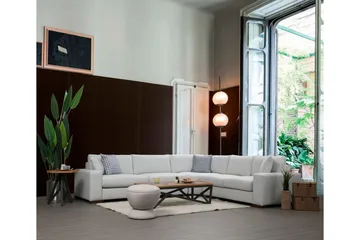 Huelva Høyrevendt L-formet Hjørnesofa 322 cm i Stoff med Brede Armlener - Beige - Møbler - Sofaer - Hjørnesofaer