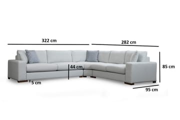 Huelva Høyrevendt L-formet Hjørnesofa 322 cm i Stoff med Brede Armlener - Beige - Møbler - Sofaer - Hjørnesofaer
