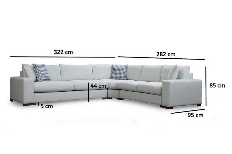 Huelva Høyrevendt L-formet Hjørnesofa 322 cm i Stoff med Brede Armlener - Beige - Møbler - Sofaer - Hjørnesofaer