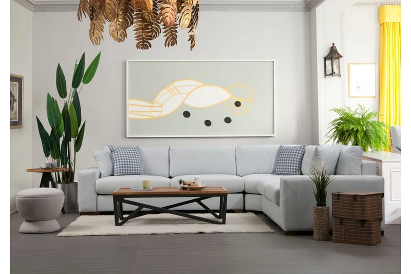 Huelva Høyrevendt L-formet Hjørnesofa 322 cm i Stoff med Brede Armlener - Beige - Møbler - Sofaer - Hjørnesofaer