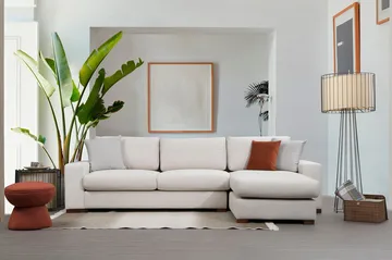 Huelva Høyrevendt L-formet Sofa med Sjeselong 270 cm i Stoff - Benhvit - Møbler - Sofaer - Sofaer med sjeselong