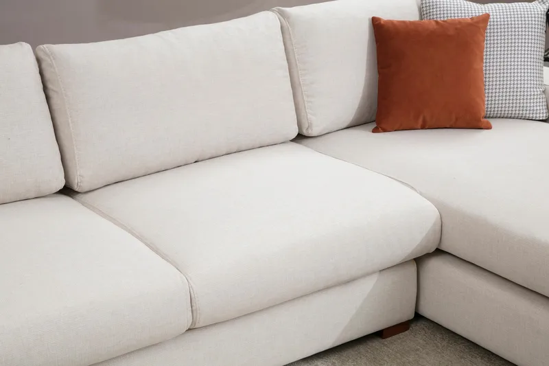 Huelva Høyrevendt L-formet Sofa med Sjeselong 270 cm i Stoff - Benhvit - Møbler - Sofaer - Sofaer med sjeselong