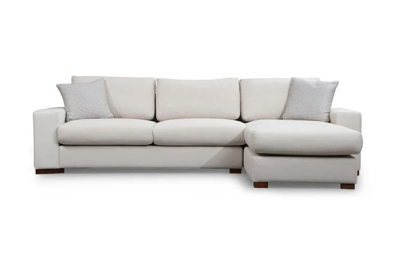Huelva Høyrevendt L-formet Sofa med Sjeselong 270 cm i Stoff, Benhvit