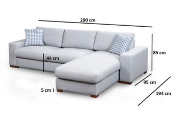 Huelva Høyrevendt L-formet Sofa med Sjeselong 270 cm i Stoff - Grå - Møbler - Sofaer - Sofaer med sjeselong