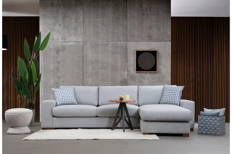Huelva Høyrevendt L-formet Sofa med Sjeselong 270 cm i Stoff - Grå - Møbler - Sofaer - Sofaer med sjeselong