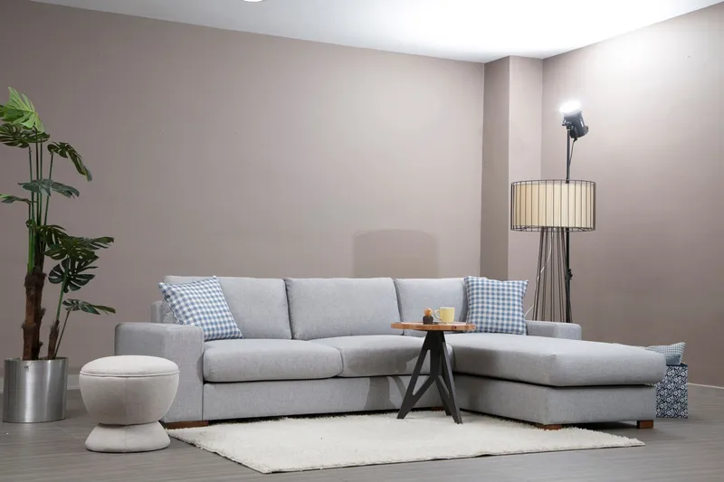 Huelva Høyrevendt L-formet Sofa med Sjeselong 270 cm i Stoff - Grå - Møbler - Sofaer - Sofaer med sjeselong