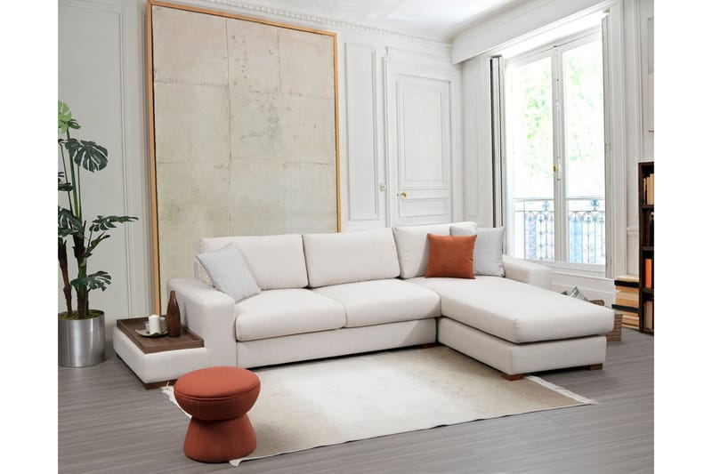 Huelva Høyrevendt L-formet Sofa med Sjeselong 312 cm i Stoff - Beige - Møbler - Sofaer - Sofaer med sjeselong