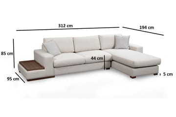 Huelva Høyrevendt L-formet Sofa med Sjeselong 312 cm i Stoff - Beige - Møbler - Sofaer - Sofaer med sjeselong
