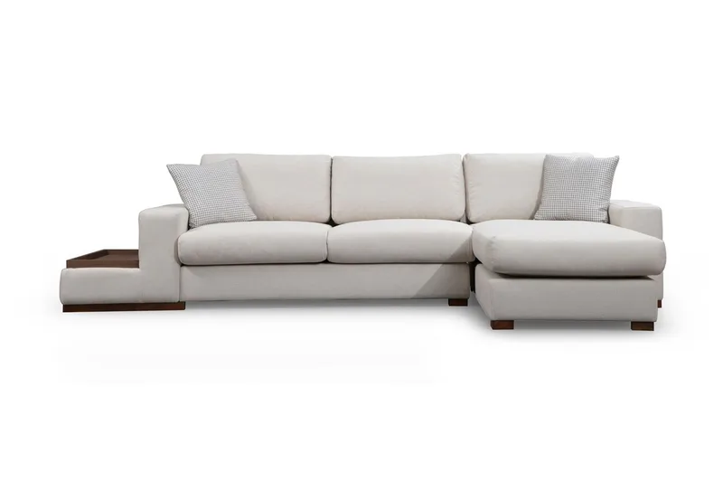 Huelva Høyrevendt L-formet Sofa med Sjeselong 312 cm i Stoff, Beige