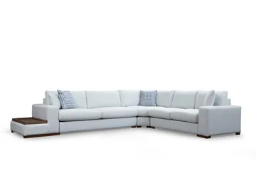 Huelva Venstrevendt L-formet Hjørnesofa 363 cm i Stoff med Sidebord - Beige - Møbler - Sofaer - Hjørnesofaer