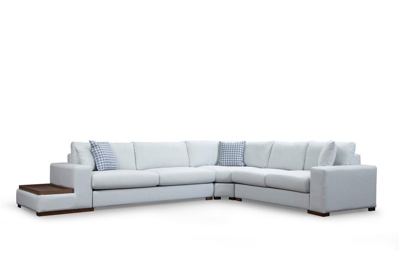Huelva Venstrevendt L-formet Hjørnesofa 363 cm i Stoff med Sidebord - Beige - Møbler - Sofaer - Hjørnesofaer