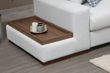 Huelva Venstrevendt L-formet Hjørnesofa 363 cm i Stoff med Sidebord - Beige - Møbler - Sofaer - Hjørnesofaer