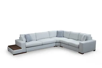 Huelva Venstrevendt L-formet Hjørnesofa 363 cm i Stoff med Sidebord - Beige - Møbler - Sofaer - Hjørnesofaer