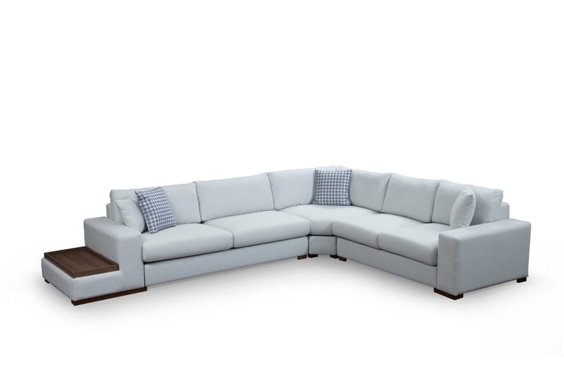 Huelva Venstrevendt L-formet Hjørnesofa 363 cm i Stoff med Sidebord - Beige - Møbler - Sofaer - Hjørnesofaer