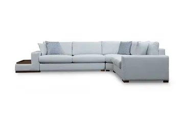Huelva Venstrevendt L-formet Hjørnesofa 363 cm i Stoff med Sidebord - Beige - Møbler - Sofaer - Hjørnesofaer