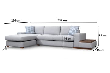 Huelva Venstrevendt L-formet Sofa med Sjeselong 332 cm i Stoff - Grå - Møbler - Sofaer - Sofaer med sjeselong