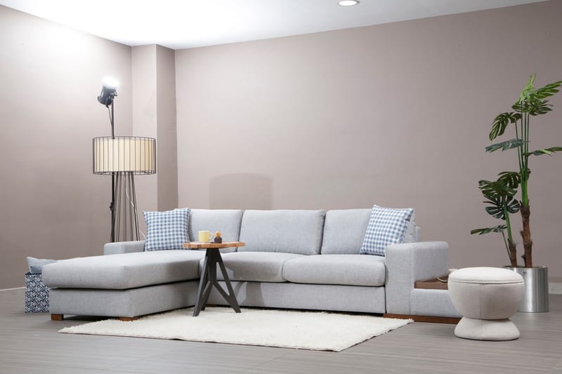 Huelva Venstrevendt L-formet Sofa med Sjeselong 332 cm i Stoff - Grå - Møbler - Sofaer - Sofaer med sjeselong