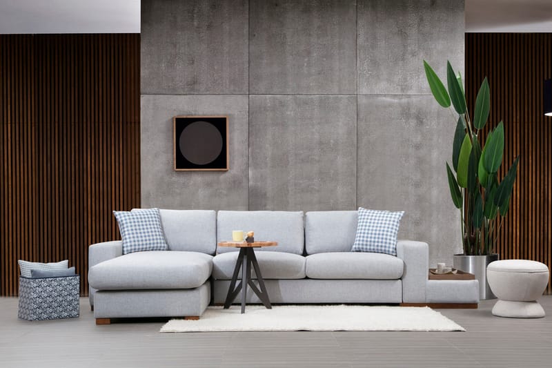 Huelva Venstrevendt L-formet Sofa med Sjeselong 332 cm i Stoff - Grå - Møbler - Sofaer - Sofaer med sjeselong
