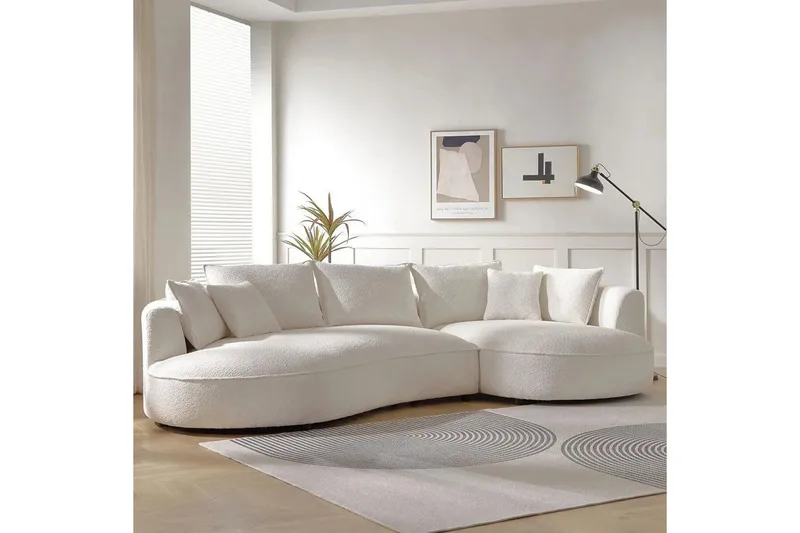 Hungirr Sofa med divan 4-seter - Hvit - Møbler - Sofaer - Sofaer med sjeselong - 4 seters sofa med divan