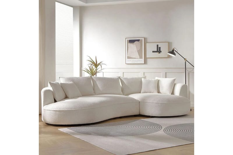 Hungirr Sofa med divan 4-seter - Hvit - Møbler - Sofaer - Sofaer med sjeselong - 4 seters sofa med divan