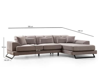 Jaraad Divansofa 3-seters - Grå - Møbler - Sofaer - Sofaer med sjeselong - 3 seters sofa med divan