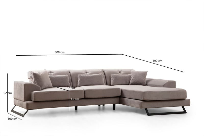 Jaraad Divansofa 3-seters - Grå - Møbler - Sofaer - Sofaer med sjeselong - 3 seters sofa med divan