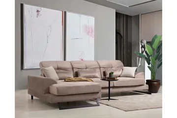 Jaraad Divansofa Høyre - Beige/Svart - Møbler - Sofaer - Sofaer med sjeselong - 4 seters sofa med divan