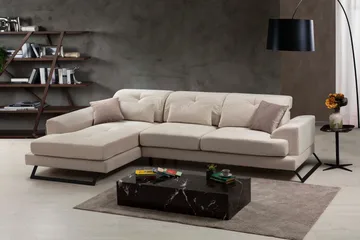 Jaraad Divansofa Høyre - Beige/Svart - Møbler - Sofaer - Sofaer med sjeselong - 4 seters sofa med divan