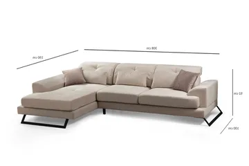 Jaraad Divansofa Høyre - Beige/Svart - Møbler - Sofaer - Sofaer med sjeselong - 4 seters sofa med divan