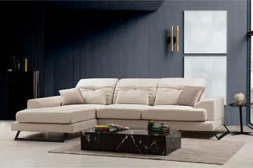 Jaraad Divansofa Høyre - Beige/Svart - Møbler - Sofaer - Sofaer med sjeselong - 4 seters sofa med divan