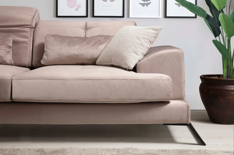 Jaraad Divansofa Høyre - Beige/Svart - Møbler - Sofaer - Sofaer med sjeselong - 4 seters sofa med divan