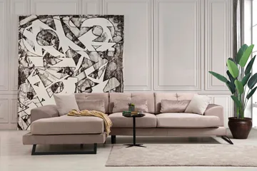 Jaraad Divansofa Høyre - Beige/Svart - Møbler - Sofaer - Sofaer med sjeselong - 4 seters sofa med divan