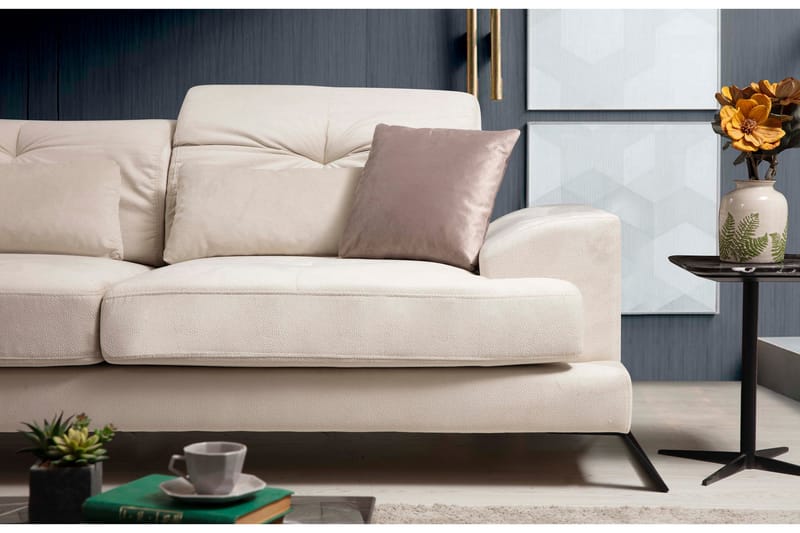 Jaraad Divansofa Høyre - Beige/Svart - Møbler - Sofaer - Sofaer med sjeselong - 4 seters sofa med divan