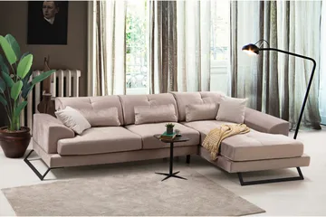 Jaraad Divansofa Venstre - Beige/Svart - Møbler - Sofaer - Sofaer med sjeselong - 4 seters sofa med divan