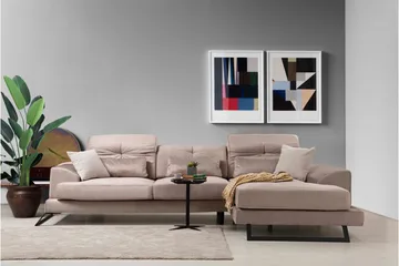Jaraad Divansofa Venstre - Beige/Svart - Møbler - Sofaer - Sofaer med sjeselong - 4 seters sofa med divan