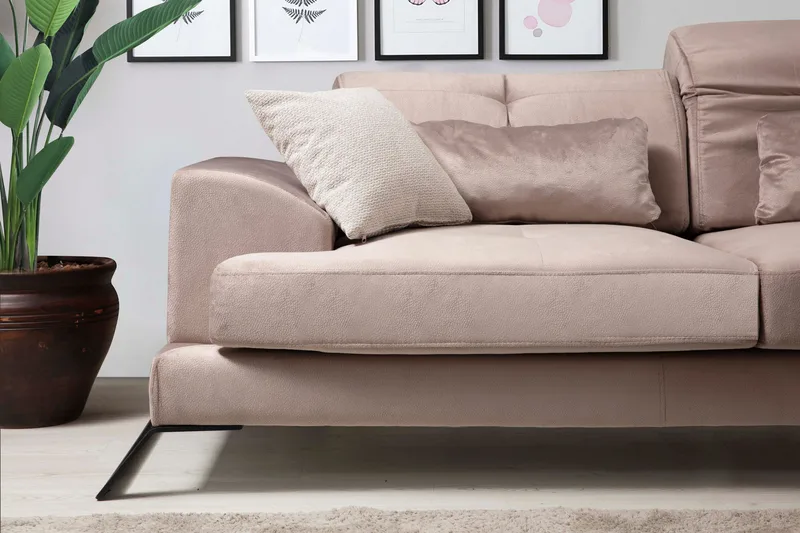 Jaraad Divansofa Venstre - Beige/Svart - Møbler - Sofaer - Sofaer med sjeselong - 4 seters sofa med divan