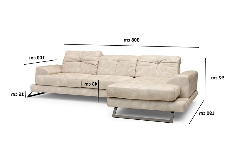 Jaraad Divansofa Venstre - Beige/Svart - Møbler - Sofaer - Sofaer med sjeselong - 4 seters sofa med divan
