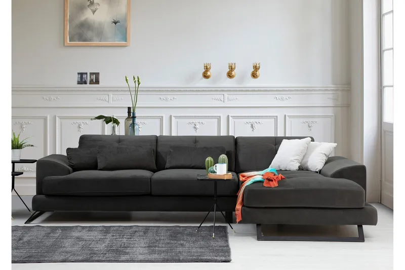 Jaraad Hjørnesofa med Divan Høyre - Svart - Møbler - Sofaer - Sofaer med sjeselong