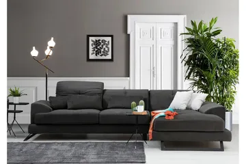 Jaraad Hjørnesofa med Divan Høyre - Svart - Møbler - Sofaer - Sofaer med sjeselong